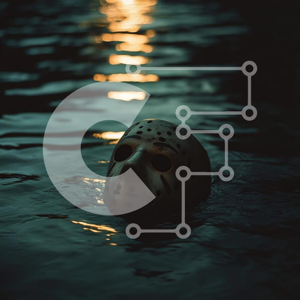 Intra Συλλεκτικό Ξύλινο Παζλ Plywood  4mm - Μάσκα χόκεϊ που επιπλέει στο νερό Σε Ξύλινο Κουτί - Διαστάσεις Puzzle: 10x10 cm – 25 κομμάτια