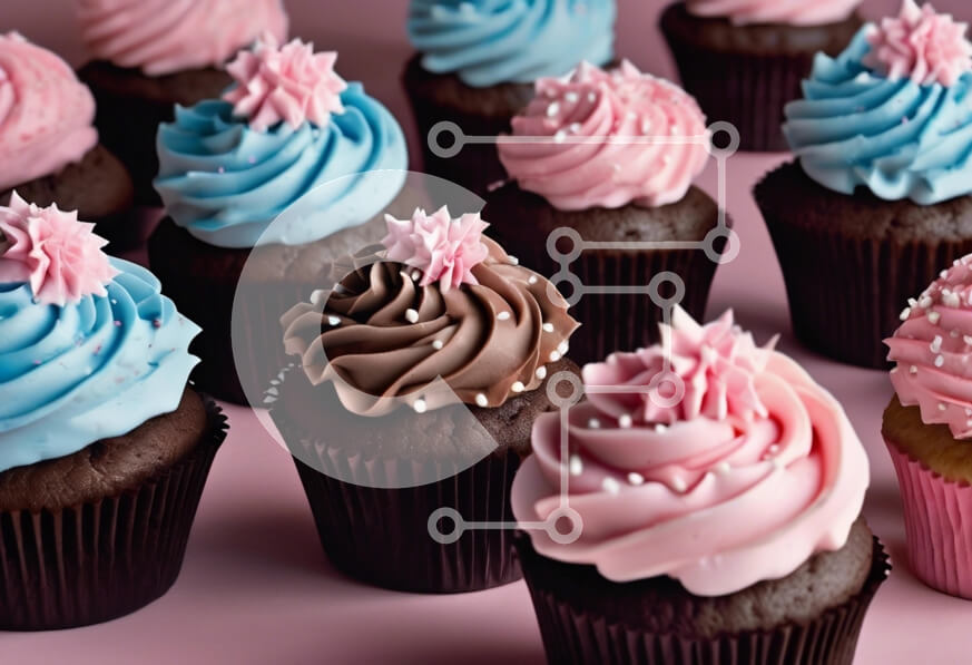 Σετ των 2 Intra Συλλεκτικό Ξύλινο Παζλ Plywood  4mm - Διακοσμημένα cupcakes σε ροζ φόντο Σε Ξύλινο Κουτί - Διαστάσεις: 10x10 cm – 25 κομμάτια