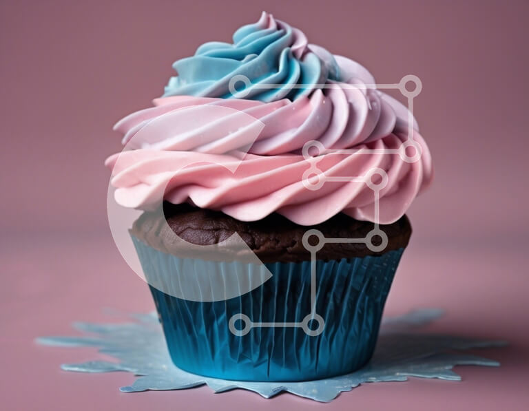 Σετ των 2 Intra Συλλεκτικό Ξύλινο Παζλ Plywood  4mm - Πολύχρωμο Cupcake με ροζ και μπλε πάγωμα Σε Ξύλινο Κουτί - Διαστάσεις: 10x10 cm – 25 κομμάτια