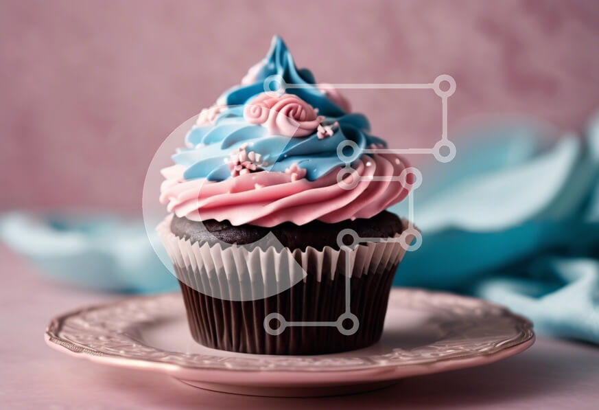 Σετ των 2 Intra Συλλεκτικό Ξύλινο Παζλ Plywood  4mm - Υπέροχα διακοσμημένο cupcake με ροζ και μπλε παγέτα Σε Ξύλινο Κουτί - Διαστάσεις: 10x10 cm – 25 κομμάτια