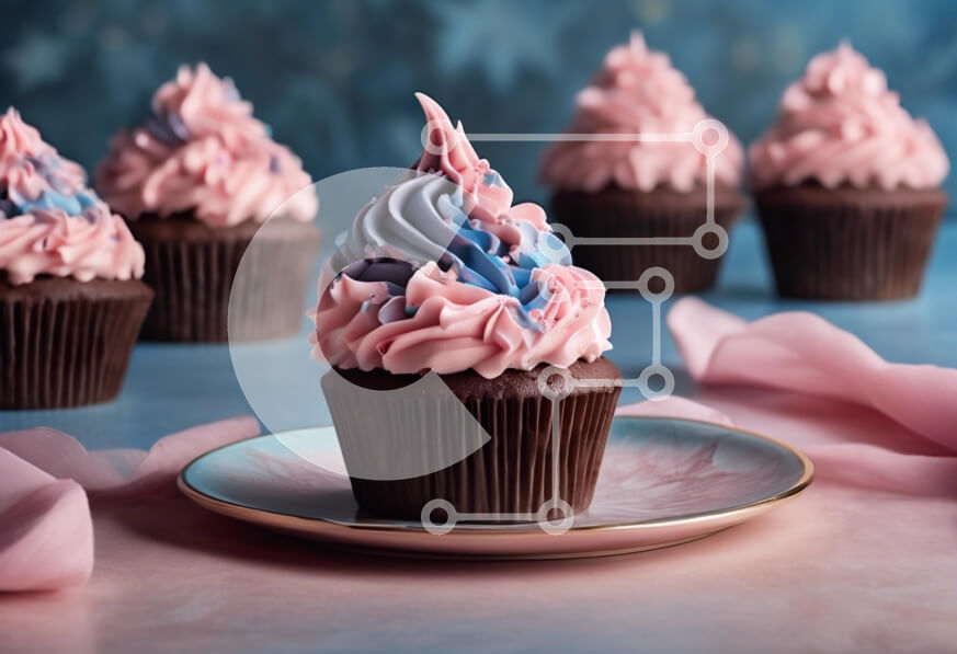 Σετ των 2 Intra Συλλεκτικό Ξύλινο Παζλ Plywood  4mm - Λαχταριστό Cupcake με Ροζ και Μπλε Frosting Σε Ξύλινο Κουτί - Διαστάσεις: 10x10 cm – 25 κομμάτια