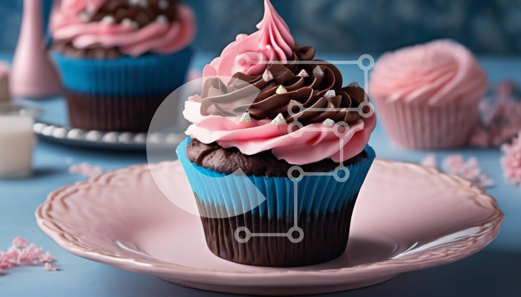 Σετ των 2 Intra Συλλεκτικό Ξύλινο Παζλ Plywood  4mm - Υπέροχα διακοσμημένο Cupcake σε ροζ πιάτο Σε Ξύλινο Κουτί - Διαστάσεις: 10x10 cm – 25 κομμάτια