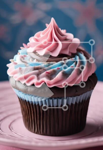 Σετ των 2 Intra Συλλεκτικό Ξύλινο Παζλ Plywood  4mm - Διακοσμημένο Cupcake σοκολάτας με ροζ και μπλε παγετό Σε Ξύλινο Κουτί - Διαστάσεις: 10x10 cm – 25 κομμάτια