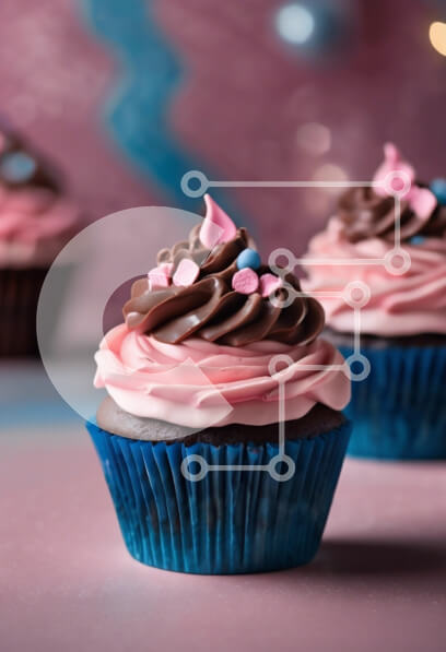 Σετ των 2 Intra Συλλεκτικό Ξύλινο Παζλ Plywood  4mm - Διακοσμημένα Cupcakes με σοκολάτα και Pink Frosting Σε Ξύλινο Κουτί - Διαστάσεις: 10x10 cm – 25 κομμάτια