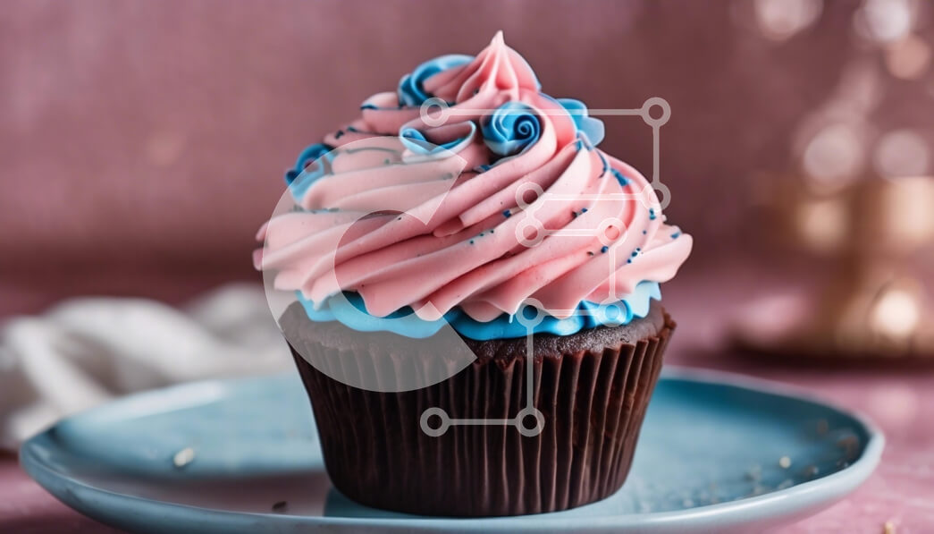 Σετ των 2 Intra Συλλεκτικό Ξύλινο Παζλ Plywood  4mm - Διακοσμημένο Cupcake με Ροζ και Μπλε Frosting Σε Ξύλινο Κουτί - Διαστάσεις: 10x10 cm – 25 κομμάτια