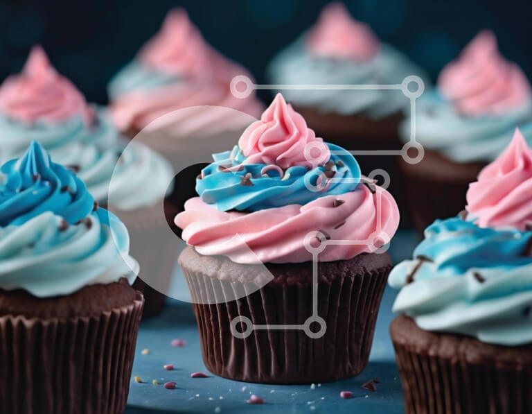 Σετ των 2 Intra Συλλεκτικό Ξύλινο Παζλ Plywood  4mm - Πολύχρωμα cupcakes με μπλε και ροζ πάγωμα Σε Ξύλινο Κουτί - Διαστάσεις: 10x10 cm – 25 κομμάτια