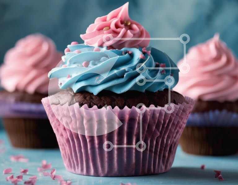 Σετ των 2 Intra Συλλεκτικό Ξύλινο Παζλ Plywood  4mm - Λαχταριστό Cupcake με Μπλε και Ροζ παγωμένο Σε Ξύλινο Κουτί - Διαστάσεις: 10x10 cm – 25 κομμάτια