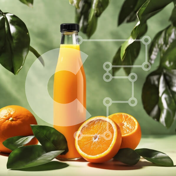 Σετ των 2 Intra Συλλεκτικό Ξύλινο Παζλ Plywood  4mm - Φρέσκος χυμός πορτοκαλιού με πορτοκάλια και φύλλα Σε Ξύλινο Κουτί - Διαστάσεις: 10x10 cm – 25 κομμάτια