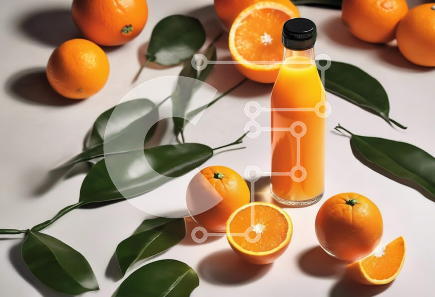 Σετ των 2 Intra Συλλεκτικό Ξύλινο Παζλ Plywood  4mm - Φρέσκα πορτοκάλια και χυμός πορτοκαλιού Σε Ξύλινο Κουτί - Διαστάσεις: 10x10 cm – 25 κομμάτια