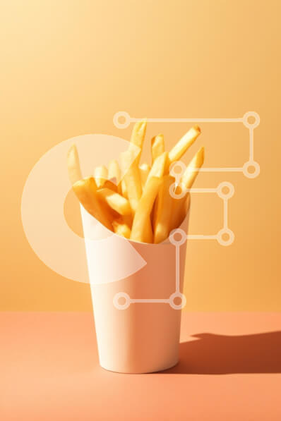 Σετ των 2 Intra Συλλεκτικό Ξύλινο Παζλ Plywood  4mm - Νόστιμες τηγανιτές πατάτες σε λευκό δοχείο Σε Ξύλινο Κουτί - Διαστάσεις: 10x10 cm – 25 κομμάτια