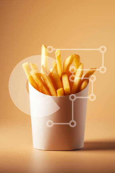 Σετ των 2 Intra Συλλεκτικό Ξύλινο Παζλ Plywood  4mm - Χρυσές τηγανιτές πατάτες σε λευκό κύπελλο Σε Ξύλινο Κουτί - Διαστάσεις: 10x10 cm – 25 κομμάτια