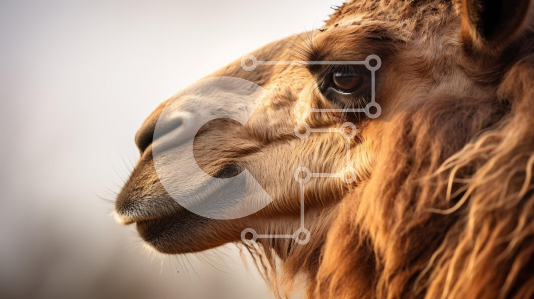 Intra Συλλεκτικό Ξύλινο Παζλ Plywood  4mm - Κοντινό πλάνο του κεφαλιού μιας καμήλας Σε Ξύλινο Κουτί - Διαστάσεις: 10x10 cm – 25 κομμάτια