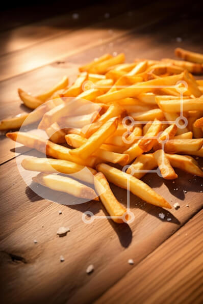 Σετ των 2 Intra Συλλεκτικό Ξύλινο Παζλ Plywood  4mm - Χρυσές τηγανιτές πατάτες σε ξύλινη επιφάνεια Σε Ξύλινο Κουτί - Διαστάσεις: 10x10 cm – 25 κομμάτια