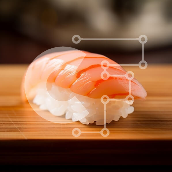 Σετ των 2 Intra Συλλεκτικό Ξύλινο Παζλ Plywood  4mm - Σούσι με σολομό σε ξύλινη επιφάνεια Σε Ξύλινο Κουτί - Διαστάσεις: 10x10 cm – 25 κομμάτια