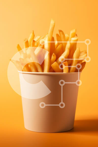 Intra Συλλεκτικό Ξύλινο Παζλ Plywood  4mm - Φλιτζάνι τραγανές τηγανιτές πατάτες σε πορτοκαλί φόντο Σε Ξύλινο Κουτί - Διαστάσεις: 10x10 cm – 25 κομμάτια