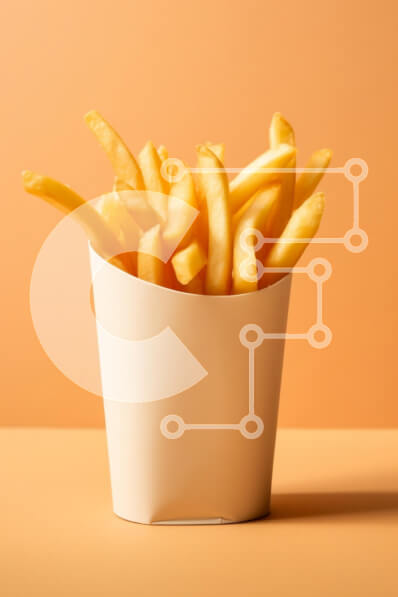 Σετ των 2 Intra Συλλεκτικό Ξύλινο Παζλ Plywood  4mm - Πατάτες τηγανιτές σε λευκό κύπελλο Σε Ξύλινο Κουτί - Διαστάσεις: 10x10 cm – 25 κομμάτια