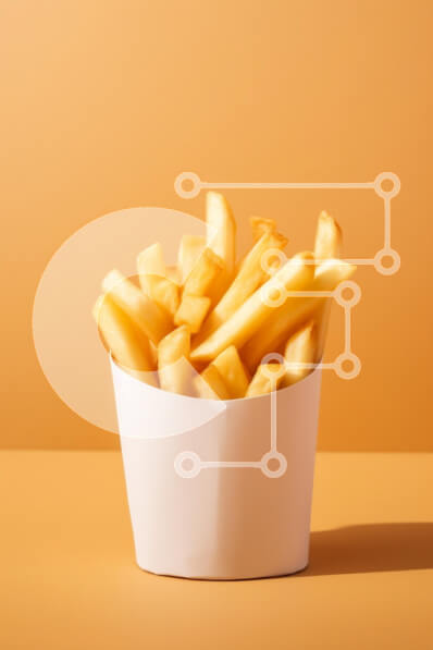 Σετ των 2 Intra Συλλεκτικό Ξύλινο Παζλ Plywood  4mm - Χρυσές τηγανιτές πατάτες σε λευκό δοχείο Σε Ξύλινο Κουτί - Διαστάσεις: 10x10 cm – 25 κομμάτια