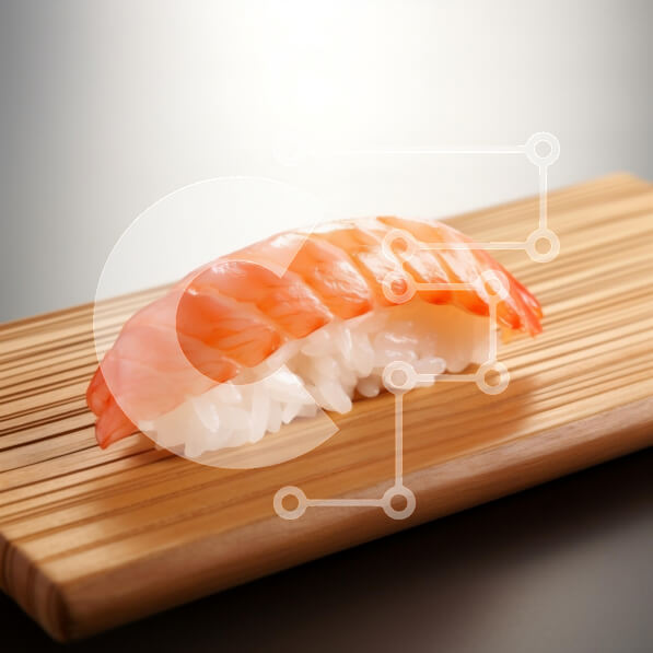 Σετ των 2 Intra Συλλεκτικό Ξύλινο Παζλ Plywood  4mm - Nigiri Sushi με σολομό σε ξύλινη σανίδα Σε Ξύλινο Κουτί - Διαστάσεις: 10x10 cm – 25 κομμάτια