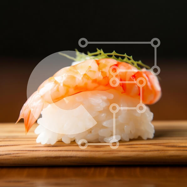 Σετ των 2 Intra Συλλεκτικό Ξύλινο Παζλ Plywood  4mm - Σούσι με φρέσκες γαρίδες Nigiri Σε Ξύλινο Κουτί - Διαστάσεις: 10x10 cm – 25 κομμάτια