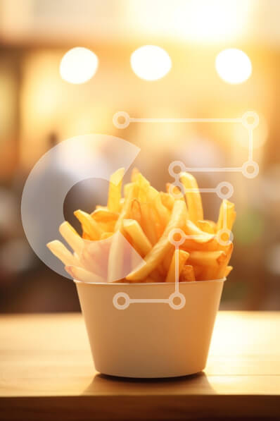 Σετ των 2 Intra Συλλεκτικό Ξύλινο Παζλ Plywood  4mm - Νόστιμες τηγανιτές πατάτες σε λευκό δοχείο Σε Ξύλινο Κουτί - Διαστάσεις: 10x10 cm – 25 κομμάτια