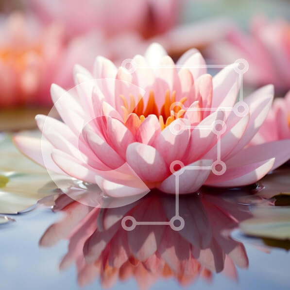 Intra Συλλεκτικό Ξύλινο Παζλ Plywood  4mm - Ροζ νούφαρο σε μια γαλήνια λίμνη Σε Ξύλινο Κουτί - Διαστάσεις: 10x10 cm – 25 κομμάτια