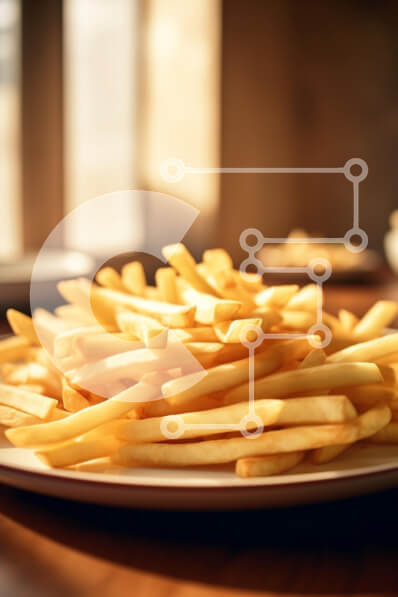 Σετ των 2 Intra Συλλεκτικό Ξύλινο Παζλ Plywood  4mm - Πιάτο με χρυσές τηγανιτές πατάτες Σε Ξύλινο Κουτί - Διαστάσεις: 10x10 cm – 25 κομμάτια