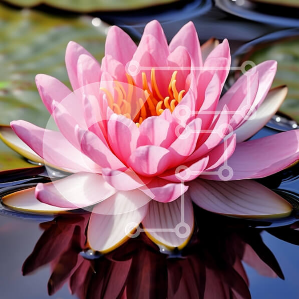 Intra Συλλεκτικό Ξύλινο Παζλ Plywood  4mm - Ροζ λουλούδι λωτού σε μια ήρεμη λίμνη Σε Ξύλινο Κουτί - Διαστάσεις: 10x10 cm – 25 κομμάτια