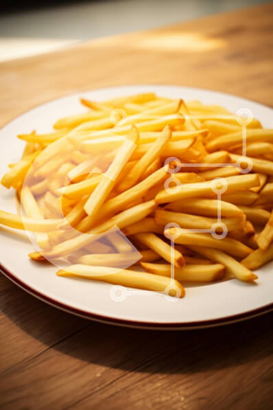 Σετ των 2 Intra Συλλεκτικό Ξύλινο Παζλ Plywood  4mm - Πιάτο τραγανές τηγανιτές πατάτες Σε Ξύλινο Κουτί - Διαστάσεις: 10x10 cm – 25 κομμάτια