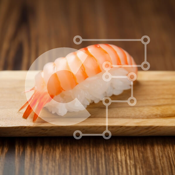 Σετ των 2 Intra Συλλεκτικό Ξύλινο Παζλ Plywood  4mm - Γαρίδες Nigiri Sushi σε ξύλινη σανίδα Σε Ξύλινο Κουτί - Διαστάσεις: 10x10 cm – 25 κομμάτια