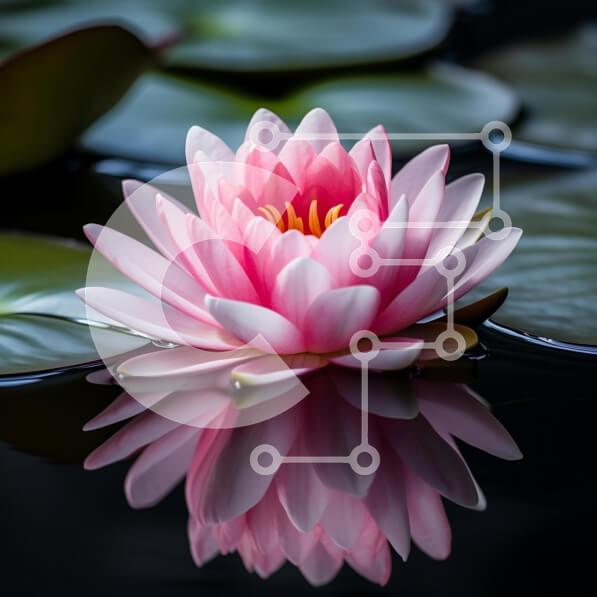 Intra Συλλεκτικό Ξύλινο Παζλ Plywood  4mm - Όμορφο ροζ νούφαρο σε σκοτεινή επιφάνεια νερού Σε Ξύλινο Κουτί - Διαστάσεις: 10x10 cm – 25 κομμάτια