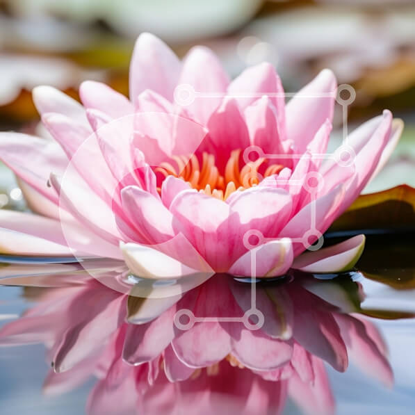 Intra Συλλεκτικό Ξύλινο Παζλ Plywood  4mm - Ανθισμένο ροζ νούφαρο σε μια λίμνη Σε Ξύλινο Κουτί - Διαστάσεις: 10x10 cm – 25 κομμάτια