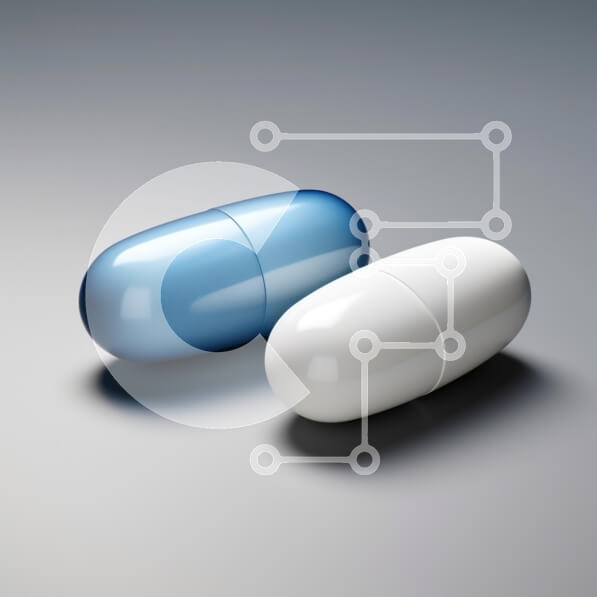 Intra Συλλεκτικό Ξύλινο Παζλ Plywood  4mm - Φαρμακευτικές Κάψουλες σε Μπλε και Λευκό Σε Ξύλινο Κουτί - Διαστάσεις Puzzle: 10x10 cm – 25 κομμάτια