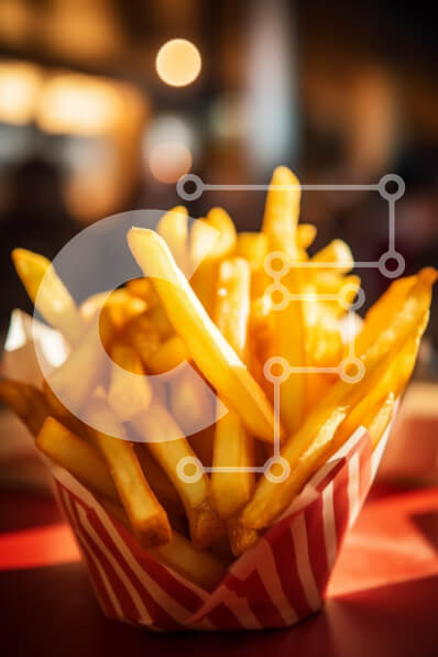 Σετ των 2 Intra Συλλεκτικό Ξύλινο Παζλ Plywood  4mm - Χρυσές τηγανιτές πατάτες σε ριγέ δοχείο Σε Ξύλινο Κουτί - Διαστάσεις: 10x10 cm – 25 κομμάτια