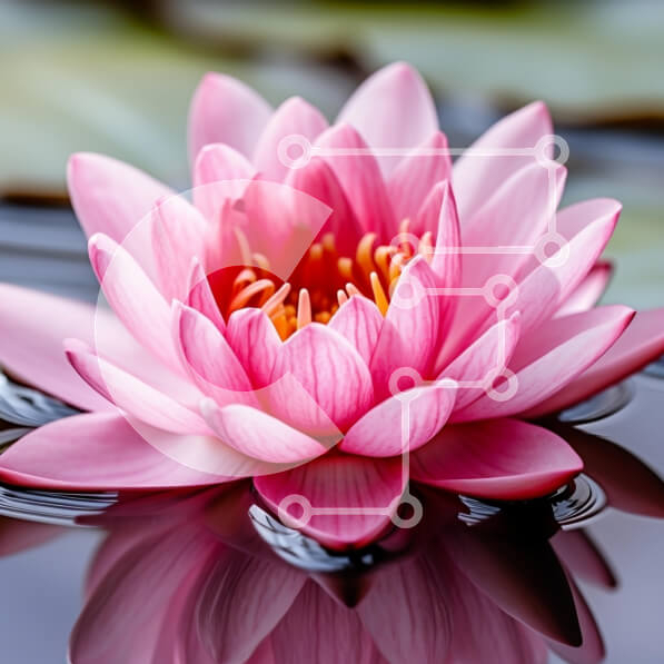 Intra Συλλεκτικό Ξύλινο Παζλ Plywood  4mm - Ροζ νούφαρο στην ήσυχη λίμνη Σε Ξύλινο Κουτί - Διαστάσεις: 10x10 cm – 25 κομμάτια