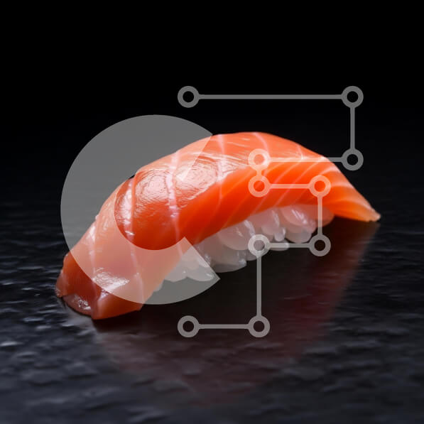 Σετ των 2 Intra Συλλεκτικό Ξύλινο Παζλ Plywood  4mm - Σούσι Salmon Nigiri σε σκούρο φόντο Σε Ξύλινο Κουτί - Διαστάσεις: 10x10 cm – 25 κομμάτια