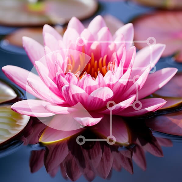 Intra Συλλεκτικό Ξύλινο Παζλ Plywood  4mm - Ανθισμένο ροζ νούφαρο σε ήρεμο νερό Σε Ξύλινο Κουτί - Διαστάσεις: 10x10 cm – 25 κομμάτια