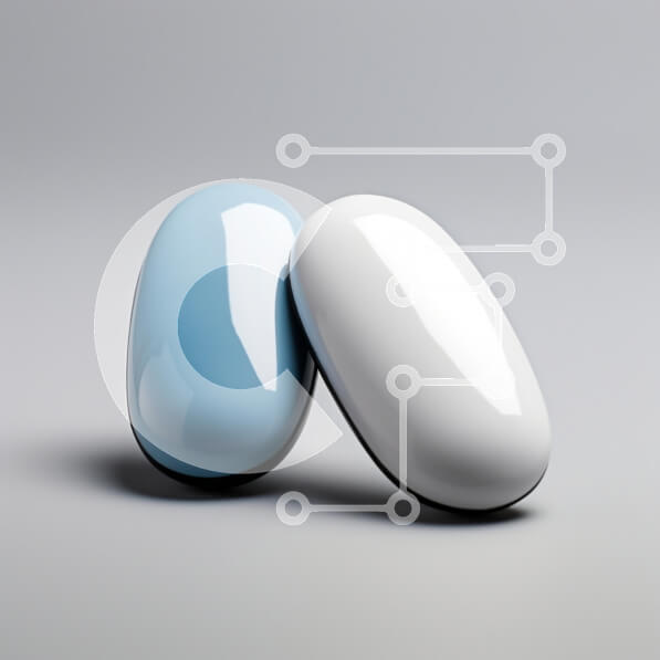 Intra Συλλεκτικό Ξύλινο Παζλ Plywood  4mm - Γυαλιστερά μπλε και λευκά αντικείμενα σε γκρι φόντο Σε Ξύλινο Κουτί - Διαστάσεις: 10x10 cm – 25 κομμάτια