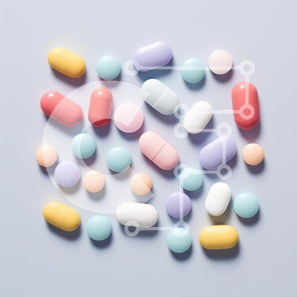 Intra Συλλεκτικό Ξύλινο Παζλ Plywood  4mm - Πολύχρωμα χάπια και κάψουλες σε γκρι φόντο Σε Ξύλινο Κουτί - Διαστάσεις Puzzle: 10x10 cm – 25 κομμάτια