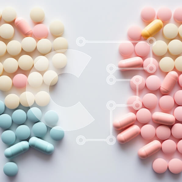 Intra Συλλεκτικό Ξύλινο Παζλ Plywood  4mm - Πολύχρωμα χάπια και κάψουλες σε άσπρο φόντο Σε Ξύλινο Κουτί - Διαστάσεις Puzzle: 10x10 cm – 25 κομμάτια