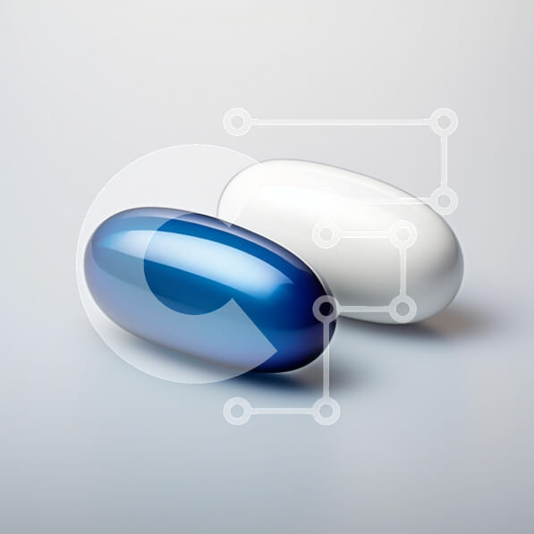 Intra Συλλεκτικό Ξύλινο Παζλ Plywood  4mm - Γυαλιστερά μπλε και λευκά οβάλ αντικείμενα Σε Ξύλινο Κουτί - Διαστάσεις: 10x10 cm – 25 κομμάτια