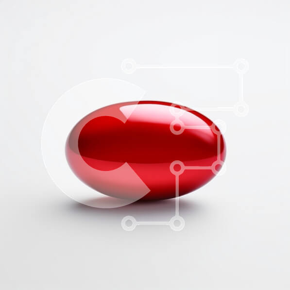 Intra Συλλεκτικό Ξύλινο Παζλ Plywood  4mm - Γυαλιστερό κόκκινο οβάλ αντικείμενο σε λευκό φόντο Σε Ξύλινο Κουτί - Διαστάσεις: 10x10 cm – 25 κομμάτια