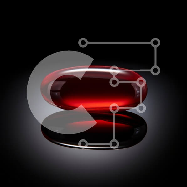 Intra Συλλεκτικό Ξύλινο Παζλ Plywood  4mm - Κόκκινη κάψουλα ζελατίνης σε μαύρο φόντο Σε Ξύλινο Κουτί - Διαστάσεις: 10x10 cm – 25 κομμάτια