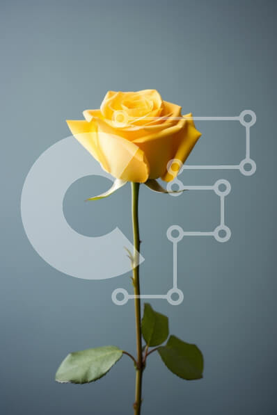 Σετ των 2 Intra Συλλεκτικό Ξύλινο Παζλ Plywood  4mm - Κίτρινο τριαντάφυλλο σε μπλε φόντο Σε Ξύλινο Κουτί - Διαστάσεις: 10x10 cm – 25 κομμάτια