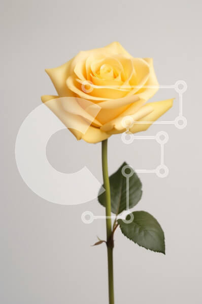 Intra Συλλεκτικό Ξύλινο Παζλ Plywood  4mm - Μονό κίτρινο τριαντάφυλλο σε ουδέτερο φόντο Σε Ξύλινο Κουτί - Διαστάσεις Puzzle: 10x10 cm – 25 κομμάτια