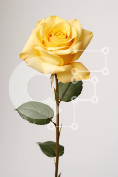 Intra Συλλεκτικό Ξύλινο Παζλ Plywood  4mm - Κομψό κίτρινο τριαντάφυλλο σε ουδέτερο φόντο Σε Ξύλινο Κουτί - Διαστάσεις Puzzle: 10x10 cm – 25 κομμάτια