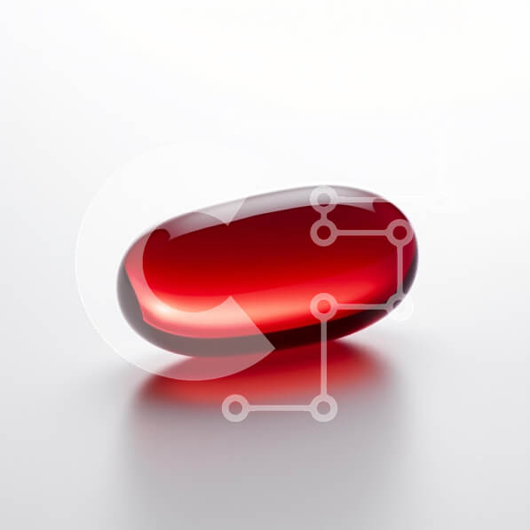 Intra Συλλεκτικό Ξύλινο Παζλ Plywood  4mm - Γυαλιστερή κόκκινη κάψουλα σε λευκή επιφάνεια Σε Ξύλινο Κουτί - Διαστάσεις: 10x10 cm – 25 κομμάτια