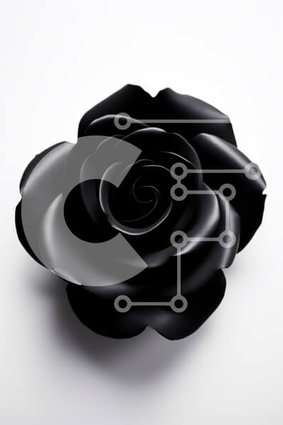 Intra Συλλεκτικό Ξύλινο Παζλ Plywood  4mm - Μαύρο τριαντάφυλλο σε άσπρο φόντο Σε Ξύλινο Κουτί - Διαστάσεις Puzzle: 10x10 cm – 25 κομμάτια