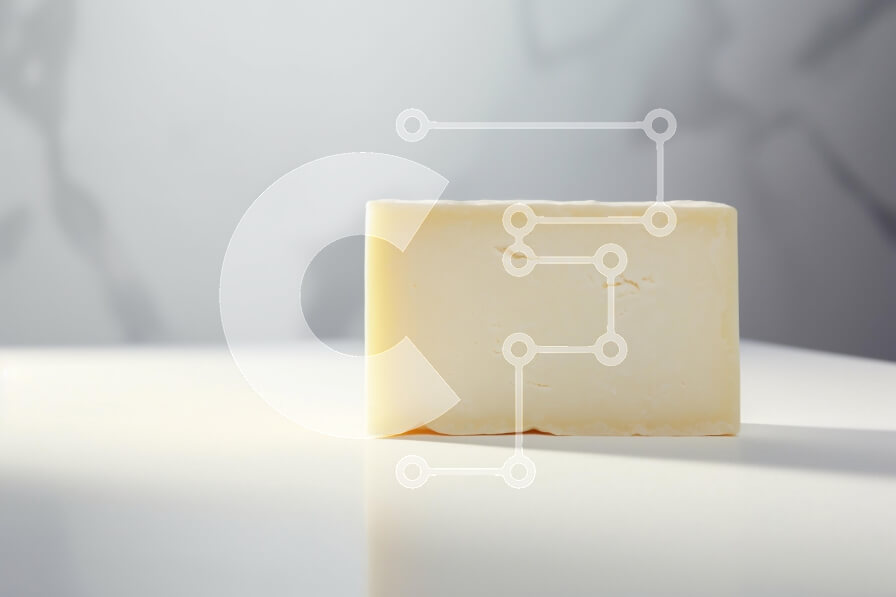 Σετ των 2 Intra Συλλεκτικό Ξύλινο Παζλ Plywood  4mm - Μπλοκ τυριού σε μια λευκή επιφάνεια Σε Ξύλινο Κουτί - Διαστάσεις: 10x10 cm – 25 κομμάτια