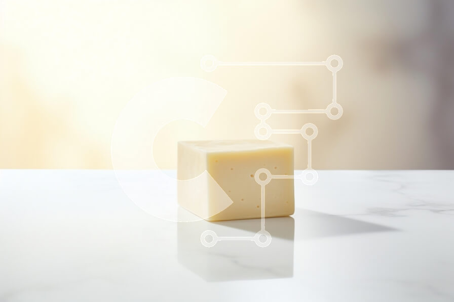 Intra Συλλεκτικό Ξύλινο Παζλ Plywood  4mm - Ορθογώνιο μπλοκ σαπουνιού σε λευκή μαρμάρινη επιφάνεια Σε Ξύλινο Κουτί - Διαστάσεις: 10x10 cm – 25 κομμάτια