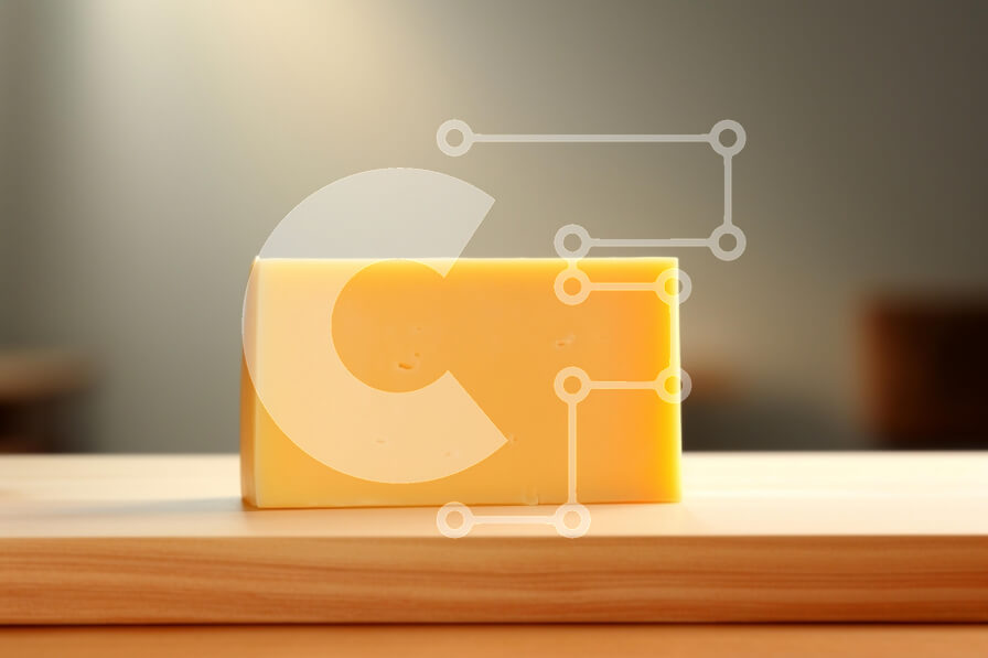 Σετ των 2 Intra Συλλεκτικό Ξύλινο Παζλ Plywood  4mm - Μπλοκ κίτρινου τυριού σε ξύλινη επιφάνεια Σε Ξύλινο Κουτί - Διαστάσεις: 10x10 cm – 25 κομμάτια